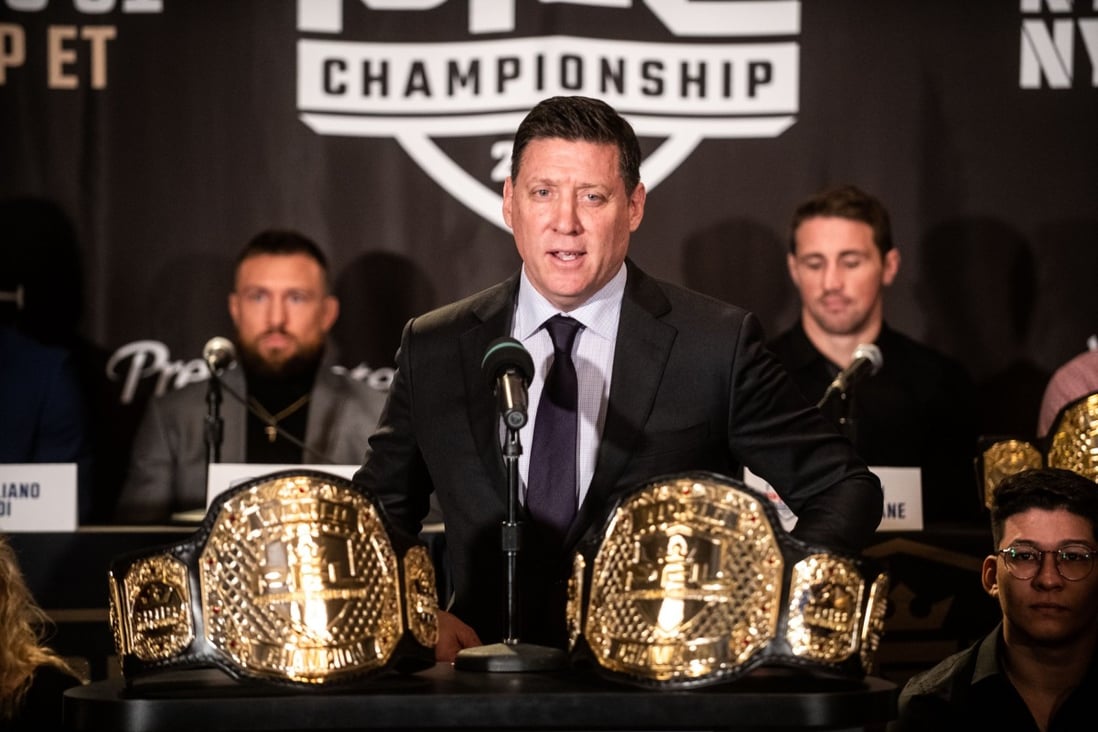 Peter Murray speaks at PFL press conference in 2019.  Photo: PFL