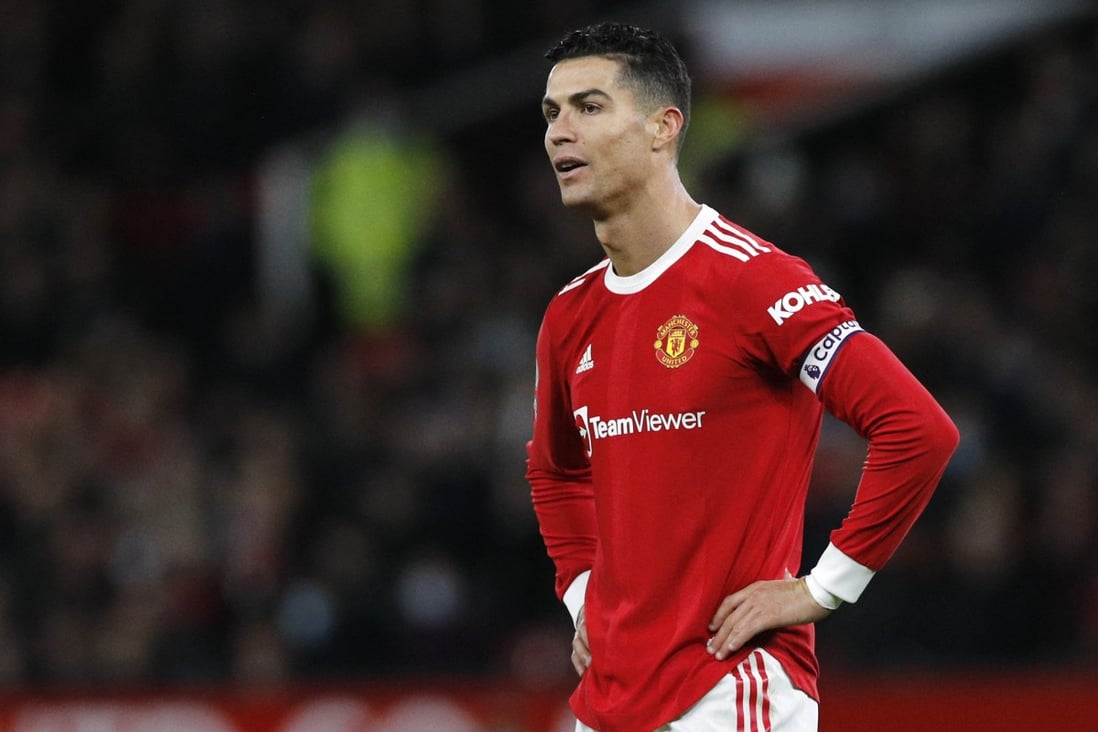 Manchester United’s Cristiano Ronaldo looks on during their defeat by Wolves. Photo: Reuters