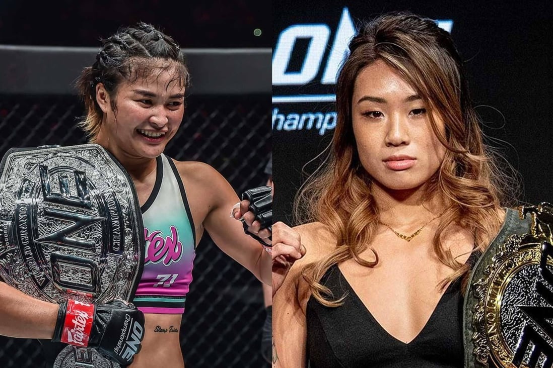 Stamp Fairtex (left) will challenge ONE atomweight champ Angela Lee at ONE: X on March 26. Photos: ONE Championship