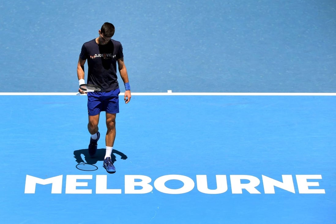 Novak Djokovic during a practice session ahead of the Australian Open in Melbourne. Photo: AFP
