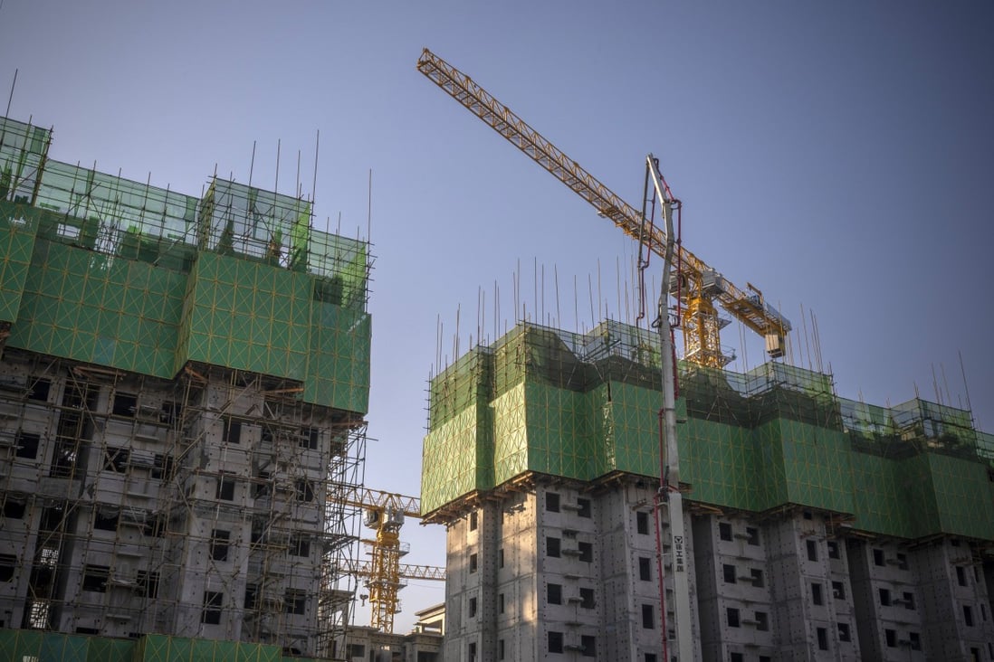 Unfinished apartment buildings at the construction site of a China Evergrande Group development in Beijing on January 6, 2021.  Photo: Bloomberg