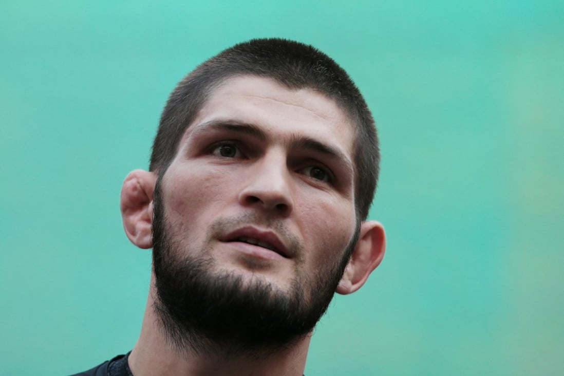 Khabib Nurmagomedov poses before his fight with Justin Gaethje. Photo: REUTERS/Christopher Pike