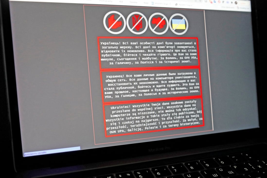 A message on the Ukrainian Foreign Ministry website after a cyberattack. Photo: Reuters
