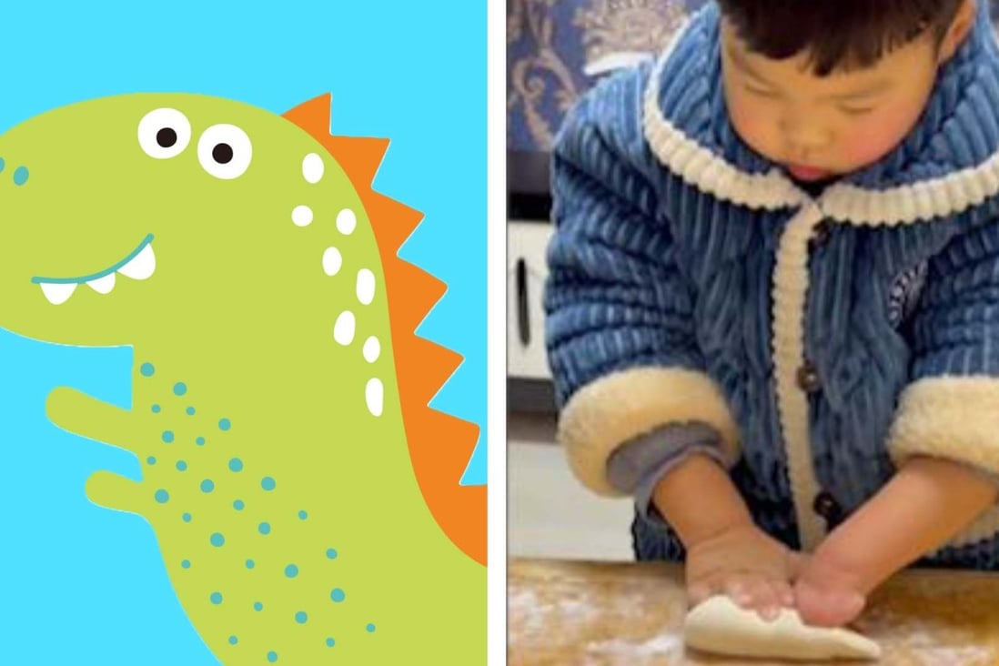 ‘I fought off dinosaurs’: boy, 4, who has no fingers on one hand, told schoolmates he lost them while protecting mum, appears in viral dumpling video. Photo: SCMP artwork