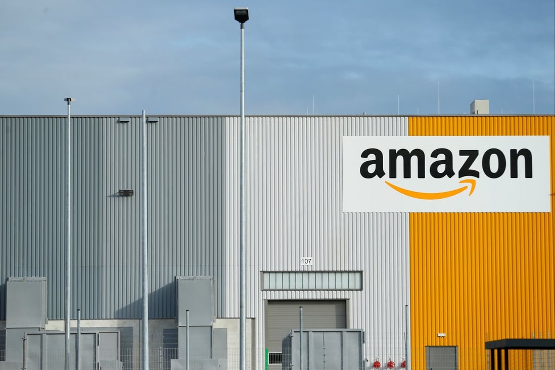 A view of the Amazon logistic center with the company’s logo in Dortmund, Germany, on November 14, 2017. Photo: Reuters