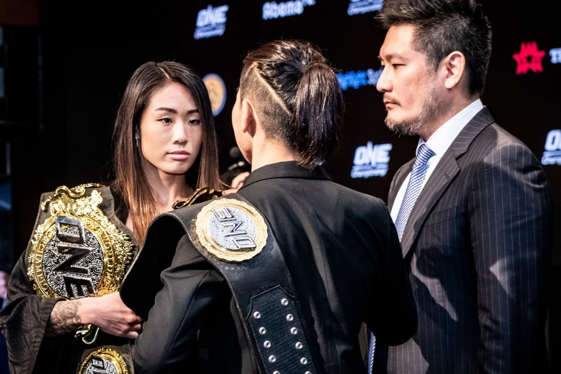 Angela Lee faces off with Xiong Jingnan ahead of their rematch in Tokyo. Photo: ONE Championship