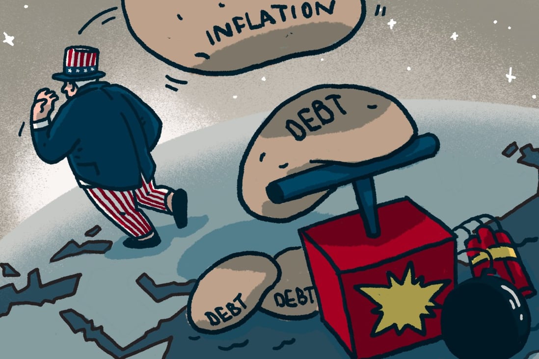 Mounting US debt and record inflation levels have some analysts warning of a potential crisis in which “the US dollar’s hegemony will go bust” and affect the global monetary system. Illustration: Perry Tse