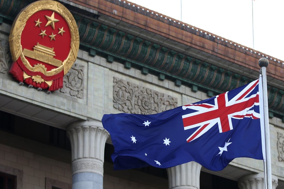 An Australian flag outside the Great Hall of the People in Beijing. Photo: Getty Images