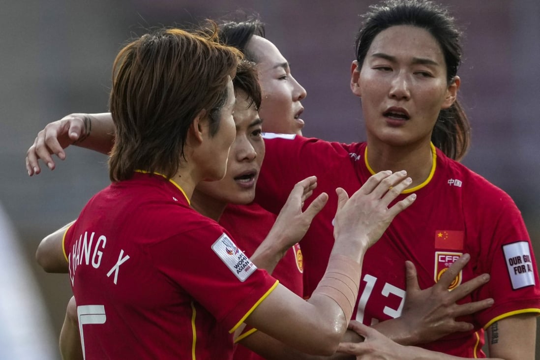 China’s Wang Shuang celebrates after scoring against Vietnam. Photo: AP