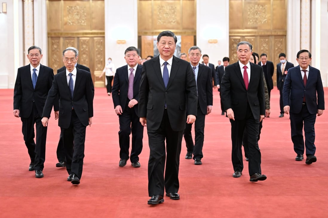 President Xi Jinping takes part in an annual gathering with non-Communist Party members at the Great Hall of the People in Beijing on Saturday. Photo: Xinhua
