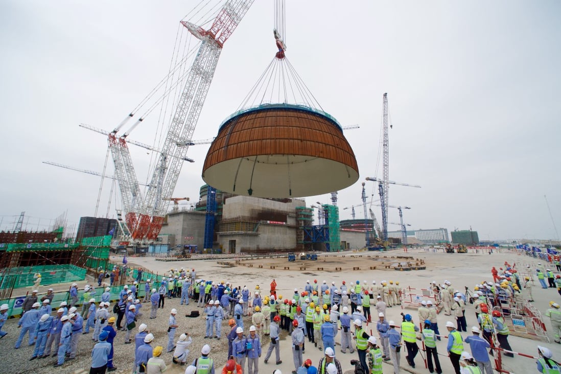 A containment dome is installed at the Fuqing nuclear power plant in southeast China’s Fujian province, in May 2017. It is China’s first nuclear power project to use the domestically developed Hualong One technology. Photo: Xinhua