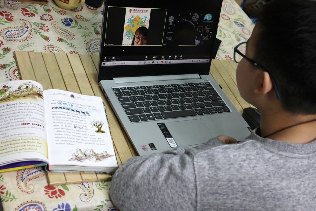 Lam Yat-ching attends an online lesson in Chai Wan on March 12, 2020. As a society, we cannot afford to miss out on the great potential of e-learning technology to transform the way young people learn. Photo: K. Y. Cheng