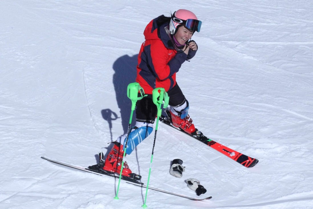 Hong Kong alpine skier Audrey King after training at the Yanqing National Alpine Skiing Centre for the Beijing 2022 Winter Olympics. Photo: HKSF&OC   