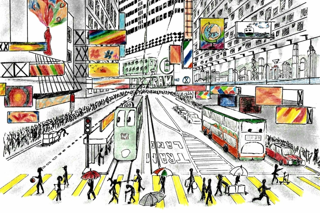 An illustration from Oliver Nowak’s second children’s book on Hong Kong public transport travelling the world, this time about a tram. His first book focused on a wandering Star Ferry. Picture: Olivier Nowak