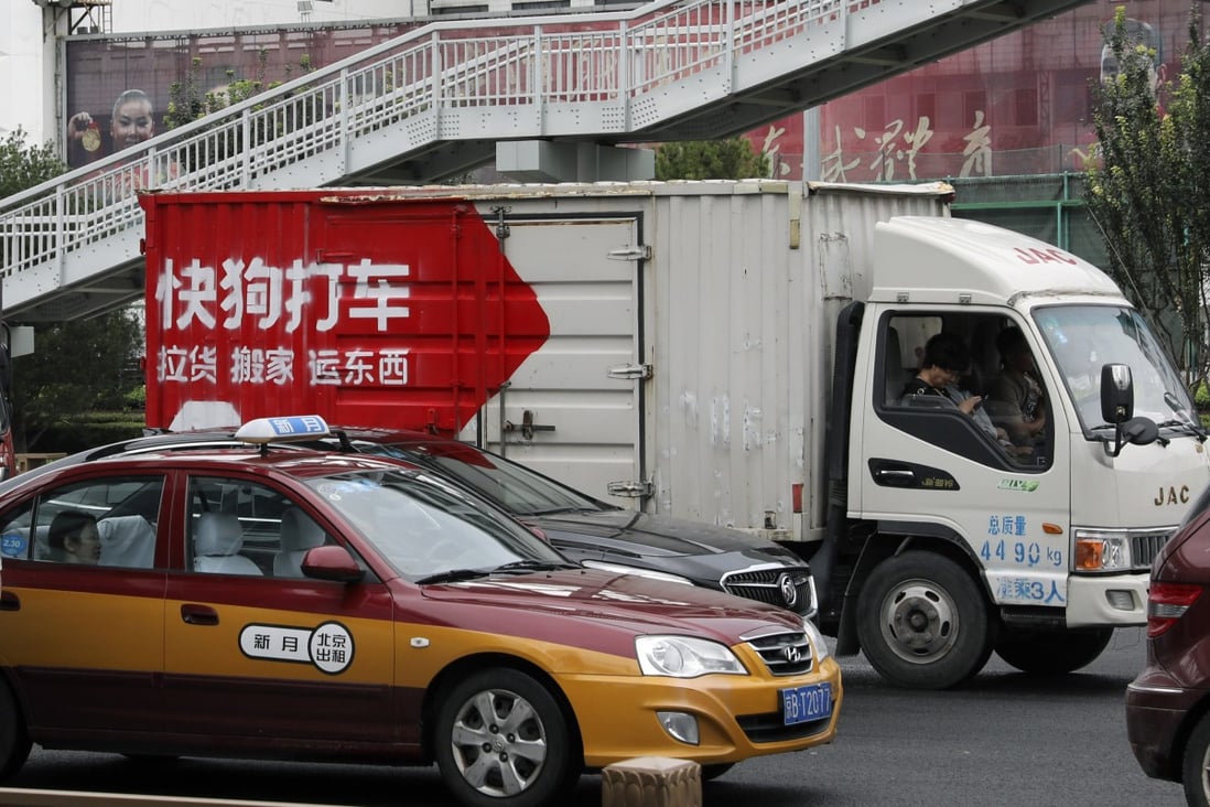 The logistics start-up GoGoX operates as Kuaigou Dache, which is painted on a delivery truck above, in mainland China. Photo: Simon Song
