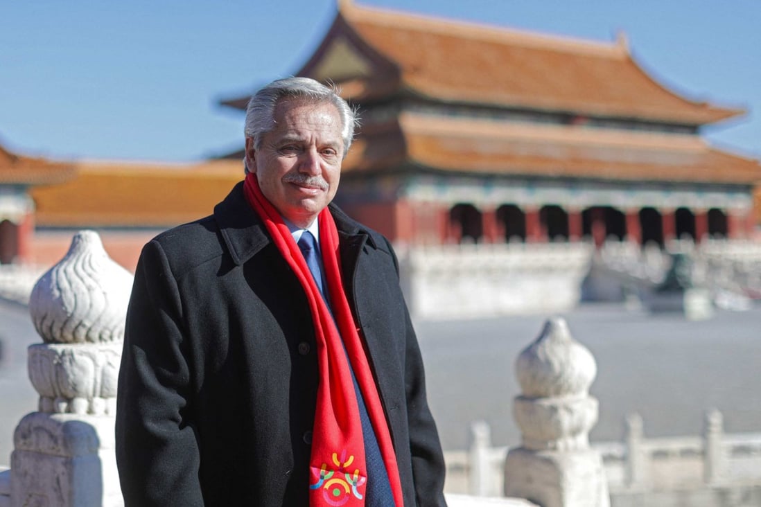 Argentinian President Alberto Fernandez visits the Palace Museum at the Forbidden City during his visit to Beijing on February 5. Photo: Argentinian Presidency / AFP