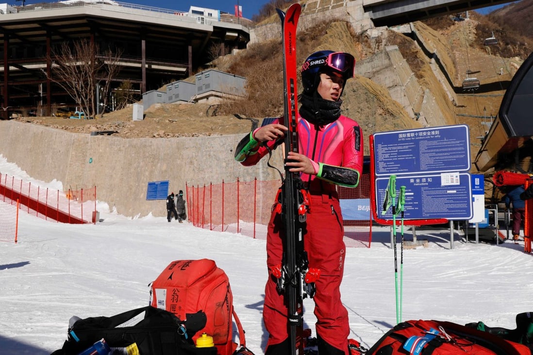 Hong Kong team skier Adrian Yung Hau-tsuen after a training session for the Beijing Winter Olympic Games at the Yanqing National Alpine Ski Centre. Photo: SF&OC   