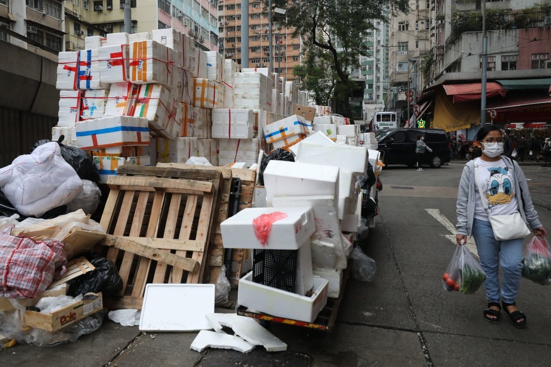 Walls of styrofoam boxes pile up across Hong Kong after crossborder
