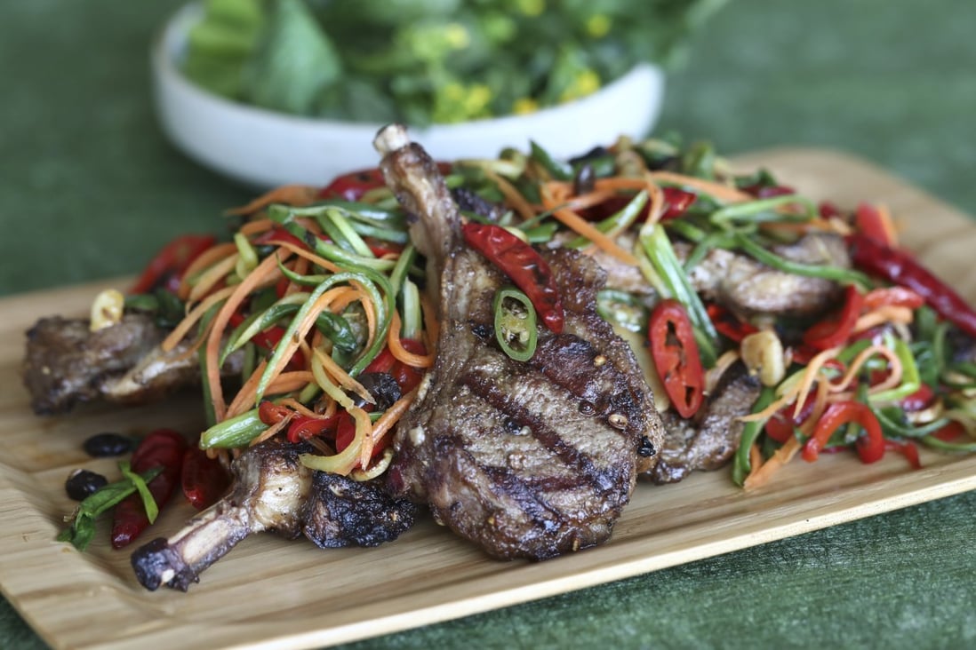 Grilled lamb chops with stir-fried vegetables spicy numbing and full of freshness. Photo: Jonathan Wong