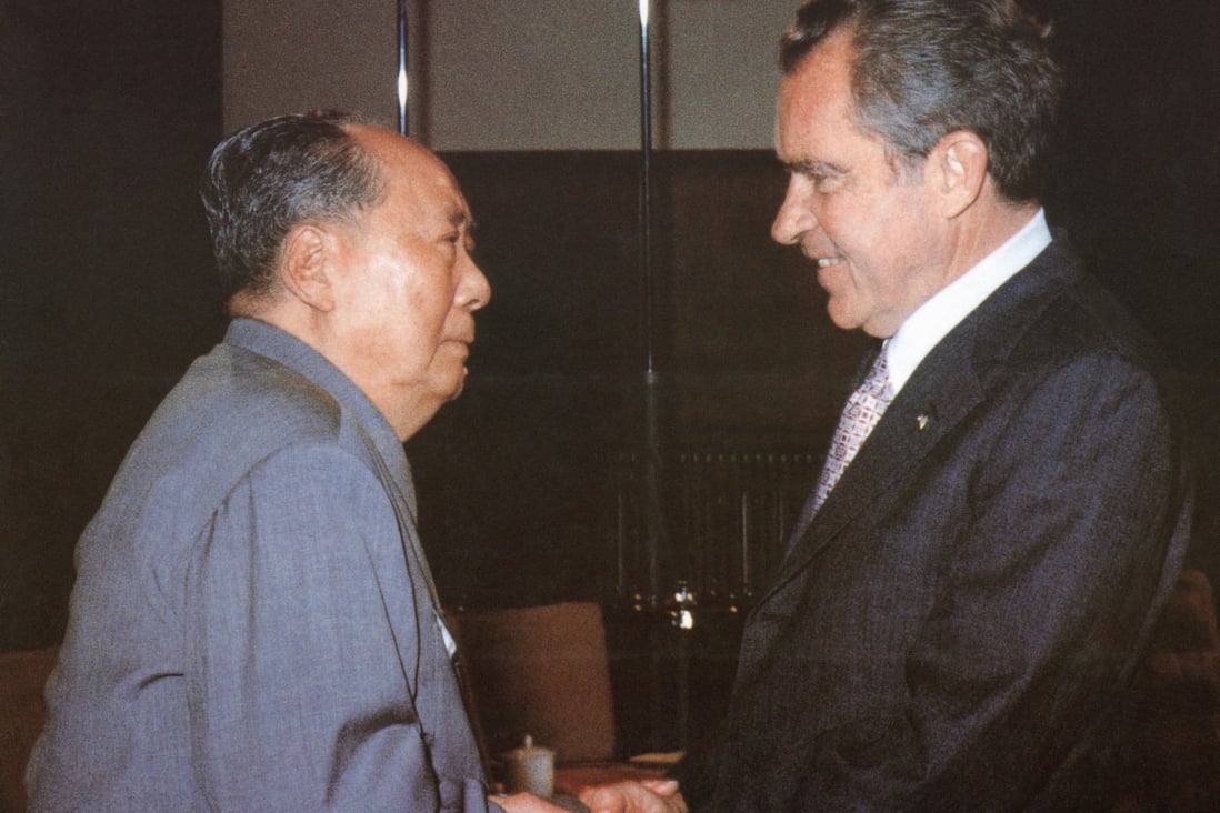 Chinese Chairman Mao Zedong (left) welcomes US President Richard Nixon to Beijing in February, 1972. Photo: AFP