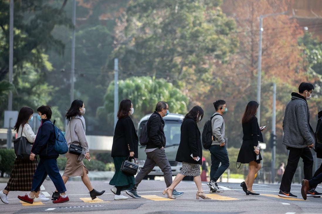 Commuters in Hong Kong’s Central district on January 27. Photo: Bloomberg