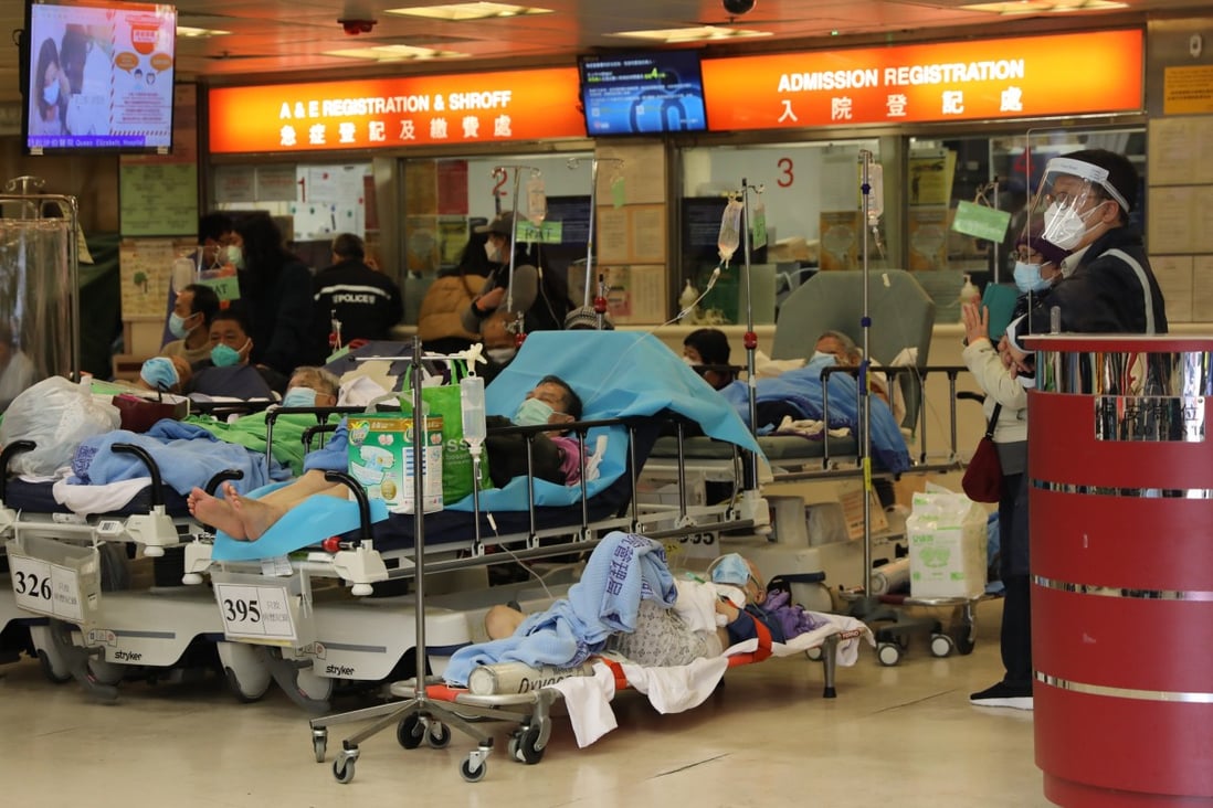 Patients at the packed accident and emergency unit of Queen Elizabeth Hospital in Jordan. Photo: Jelly Tse