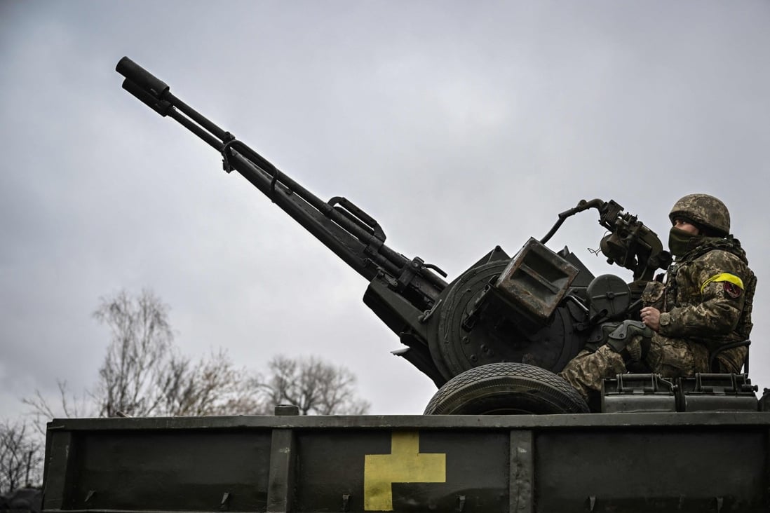 An Ukrainian soldier keeps position at a frontline, northeast of Kyiv on Thursday. Photo: AFP