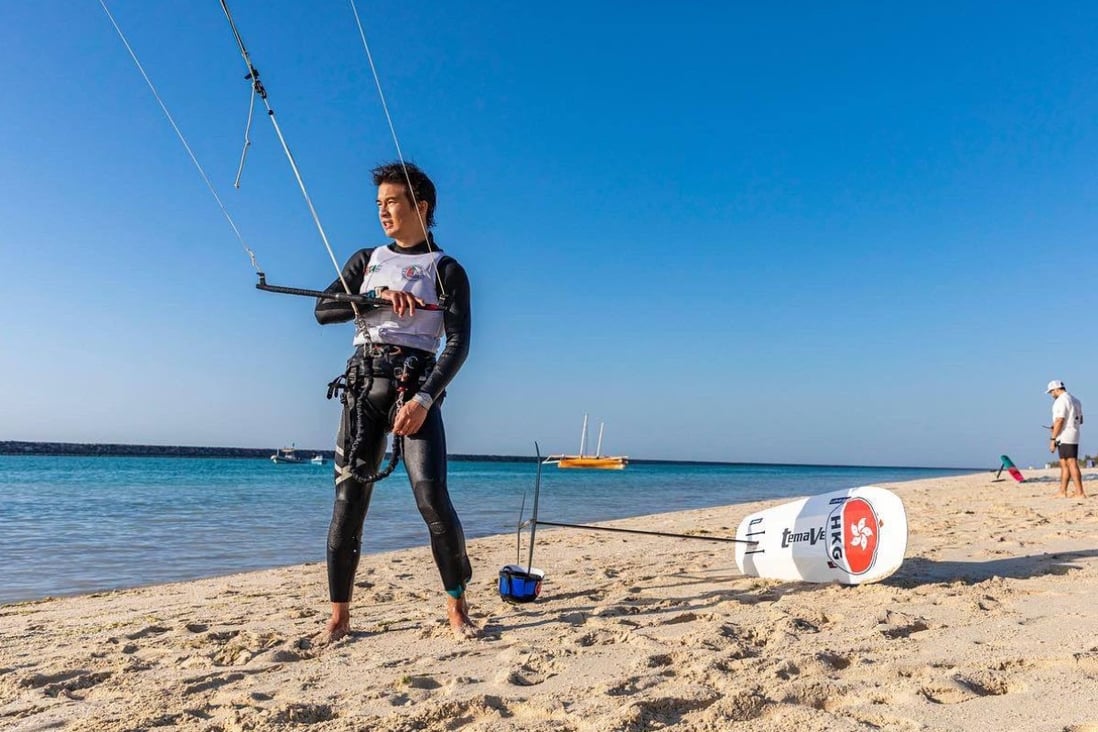 Hong Kong kiteboarder Alex Leung Po-chak prepares for a race. Photo: Handout