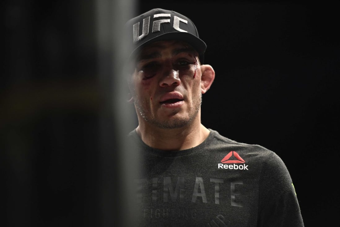 Tony Ferguson looks on after losing his interim lightweight title fight against Justin Gaethje at UFC 249. Photo: AFP