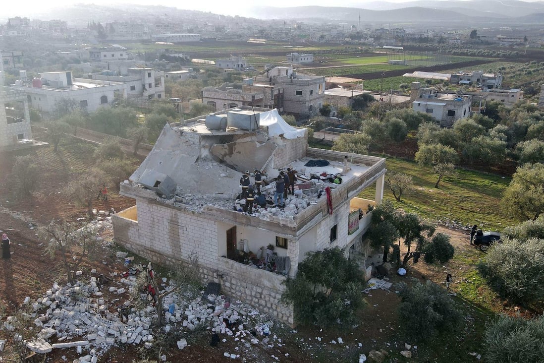 An aerial view of the house in which Islamic State leader Abu Ibrahim al-Hashimi al-Qurayshi died during a raid by US special forces in Syria in February. Photo: AFP