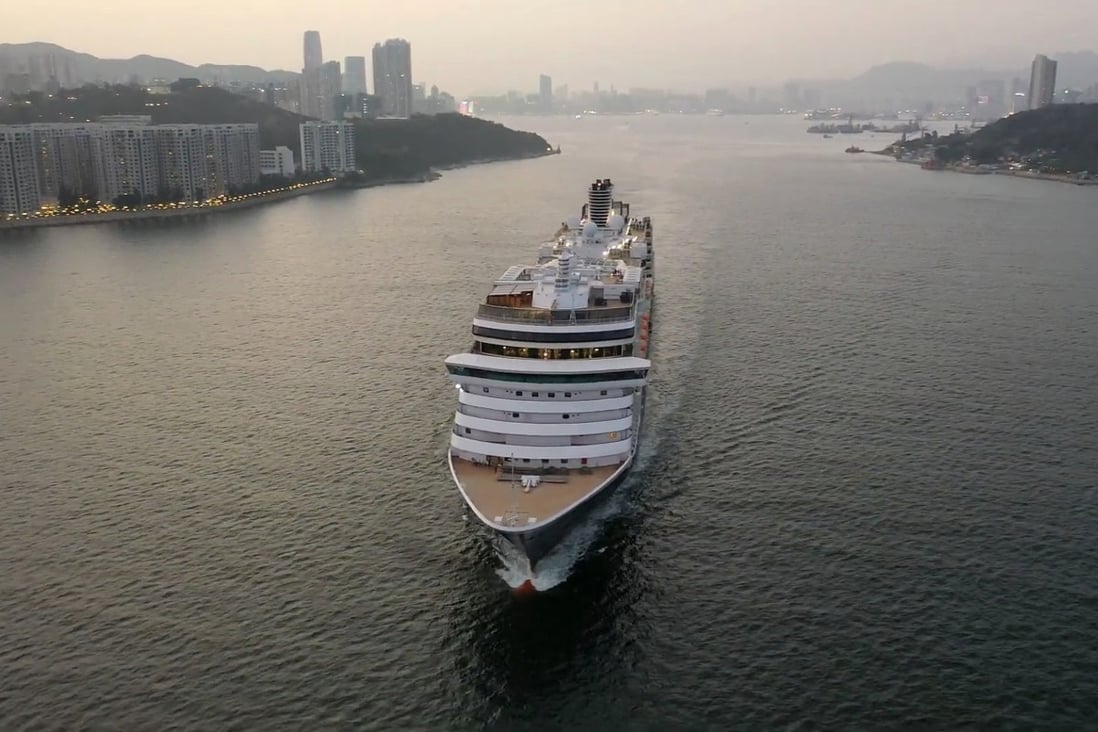 The MS Westerdam cruise ship departs Hong Kong on February 1, 2020. The vessel was refused entry to multiple countries in fear of the coronavirus, before being welcomed in by Cambodia.