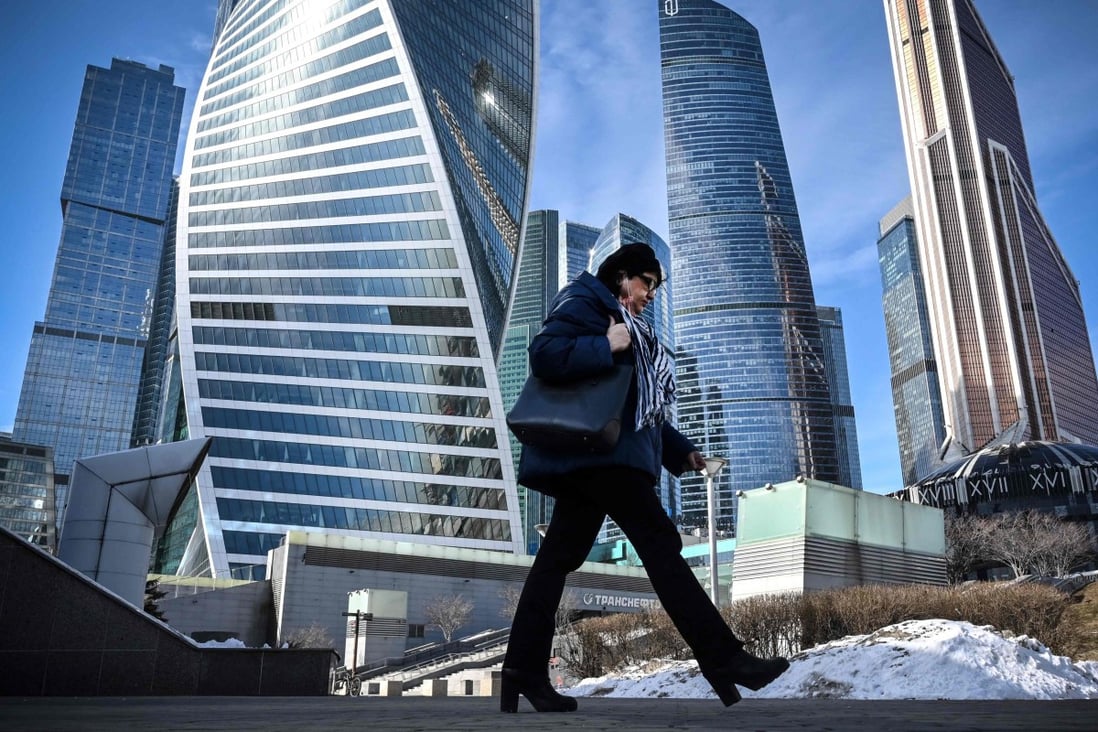 Moscow’s International Business Centre in the Russian capital.  Western sanctions have placed severe restrictions on banks and their financial transactions with Russia. Photo: AFP