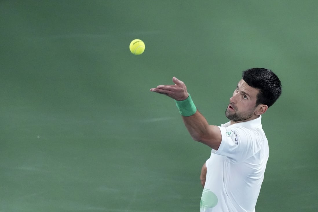 Serbia’s Novak Djokovic in action during the Dubai Duty Free Tennis Championship. Photo: AP