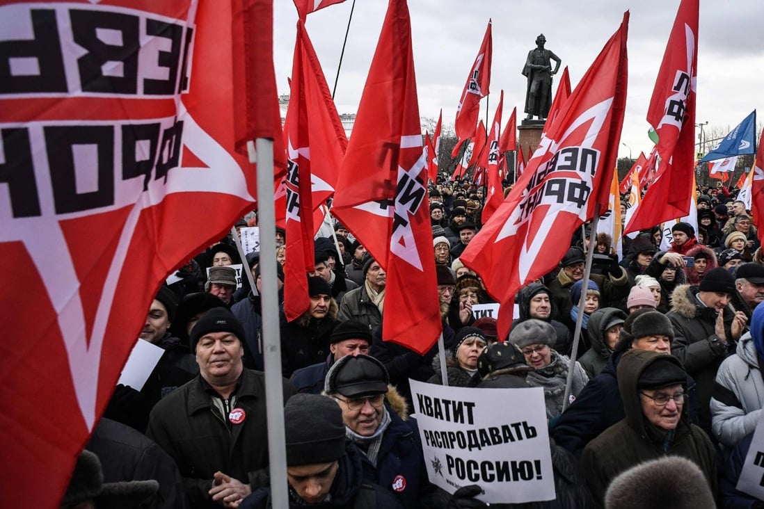 Russians demand an end to peace treaty talks with Japan at a 2019 rally in Moscow. File photo: AFP