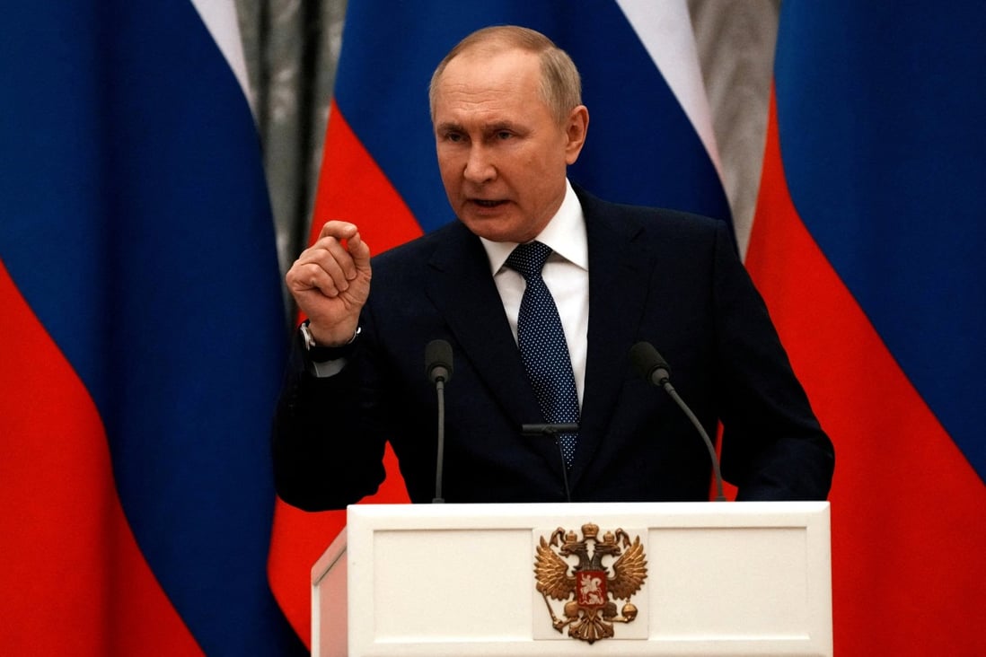 Russian President Vladimir Putin gestures during a press conference in Moscow in February. Photo: Reuters
