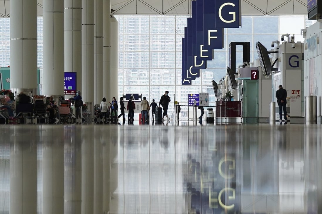 Hong Kong International Airport’s departure hall on March 24, 2022. Photo: Sam Tsang