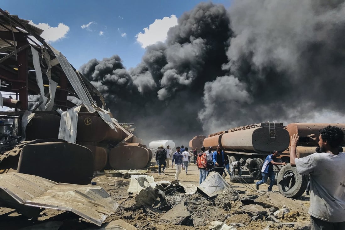 The aftermath of an airstrike in Tigray, one of the conflicts afflicting the Horn of Africa. Photo: AP