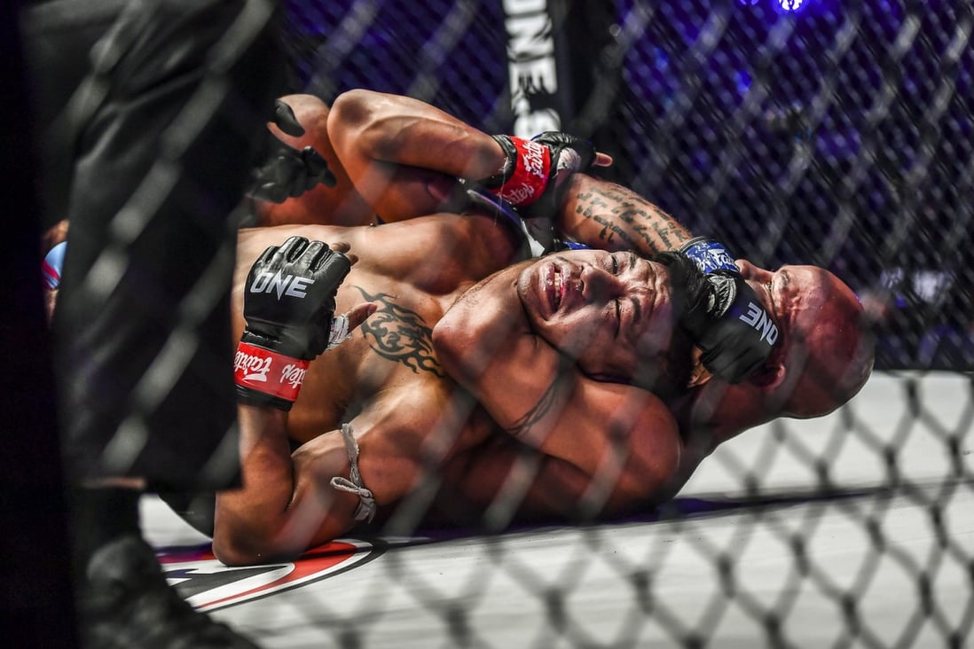 Demetrious Johnson chokes out Rodtang at ONE X. Photos: ONE Championship