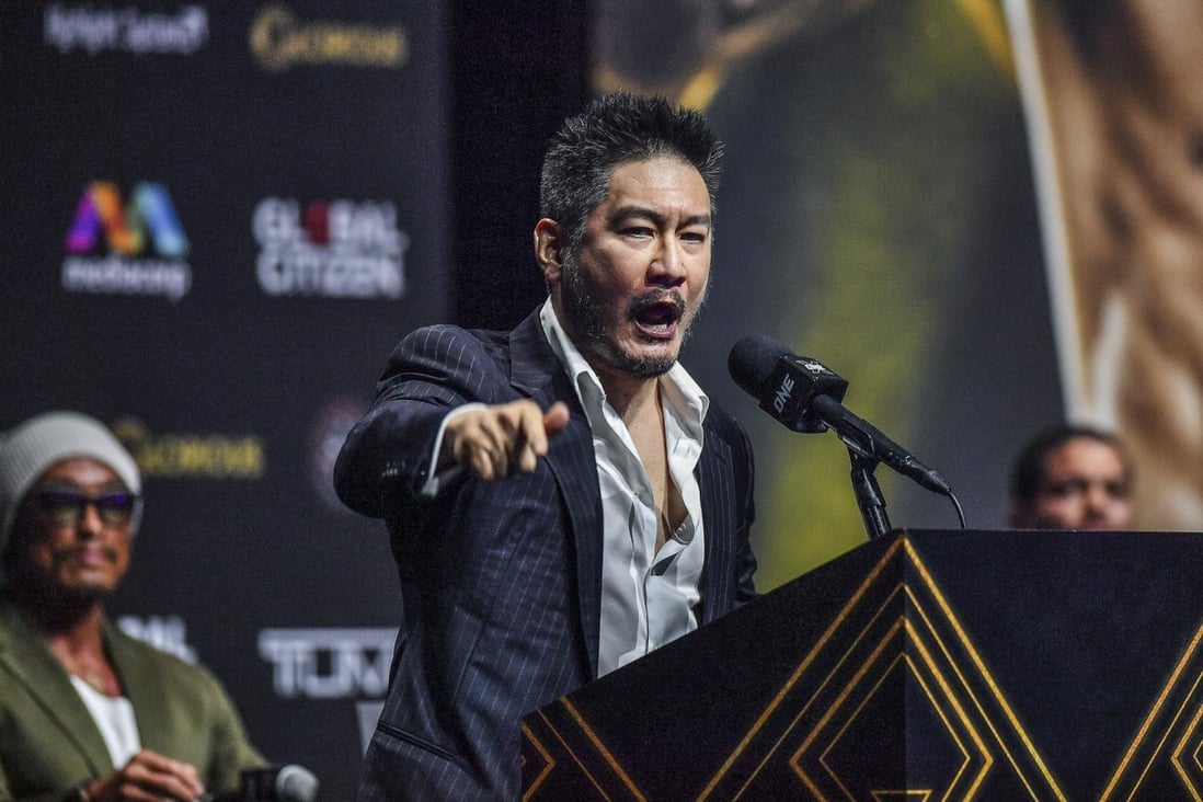 Chatri Sityodtong speaks at ONE Championship’s ONE X press conference in Singapore. Photos: ONE Championship