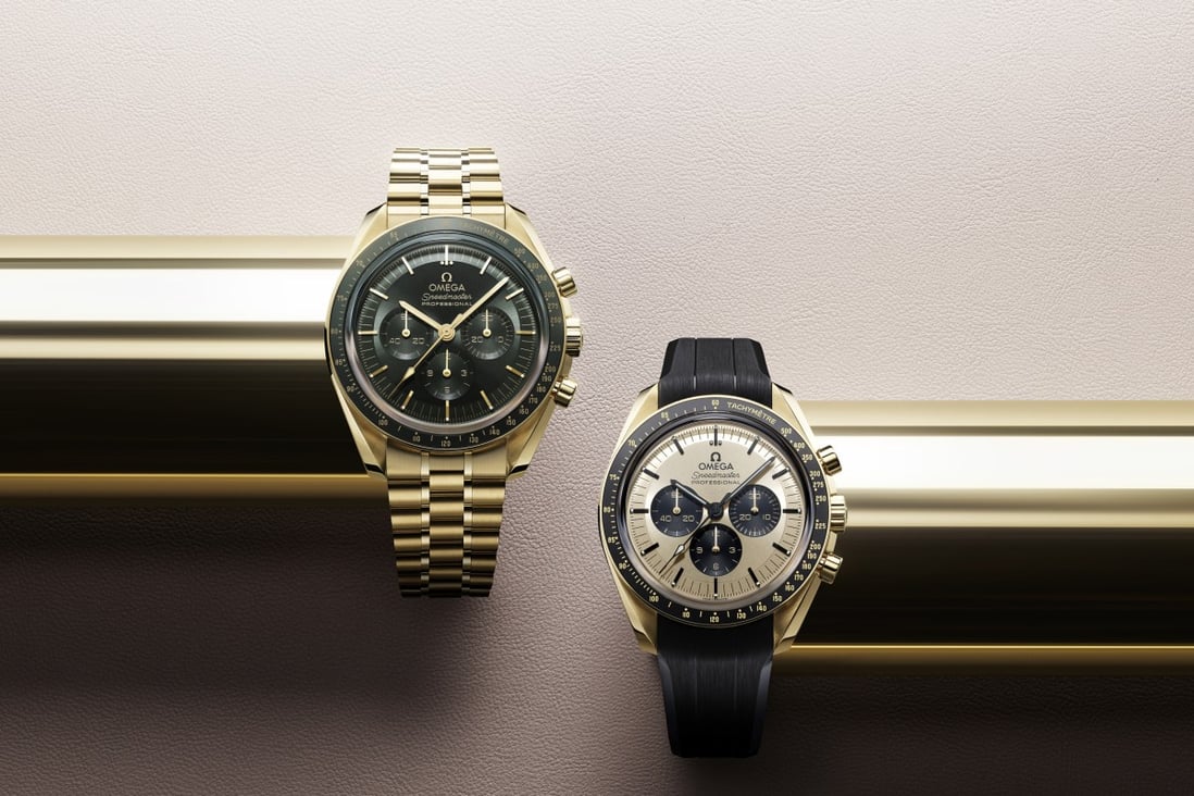 Omega Speedmaster Moonwatch – Moonshine™ Gold green and gold models. Photos: Omega