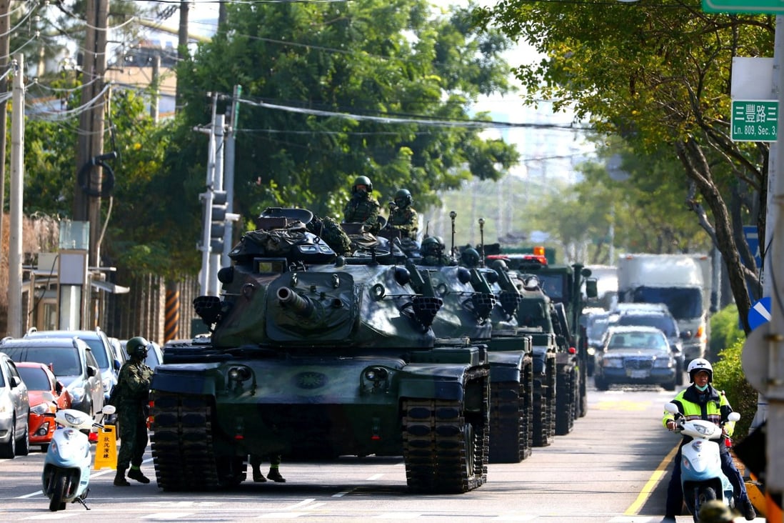 Soldiers drive M60 tanks on a street as part of a military drill in Taichung, Taiwan, in November 2020. Several analysts have tried to take lessons from Russia’s invasion of Ukraine and apply them to Taiwan and East Asia in general, though that risks comparing two situations that might not be analogous. Photo: Reuters