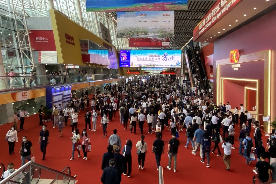 The twice-annual China Import and Export Fair, aka Canton Fair, drew a crowd during the last event in October. But this month it will be online only. Photo: Handout