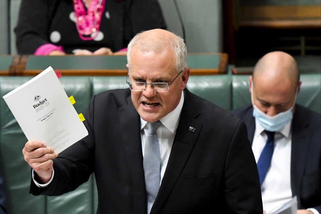 Australian Prime Minister Scott Morrison speaks during Question Time at Parliament House in Canberra. Photo: EPA