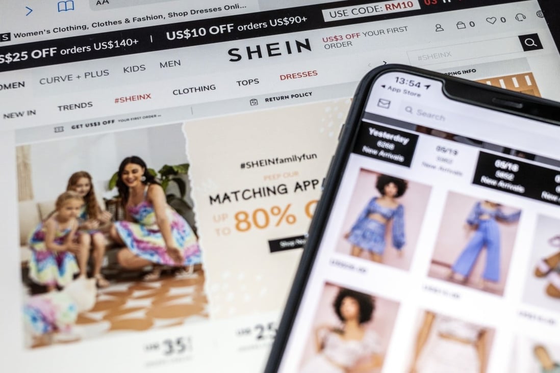 SheIn’s application and website arranged on a smartphone and a tablet in Hong Kong on Friday, May 21, 2021. Photo: Bloomberg
