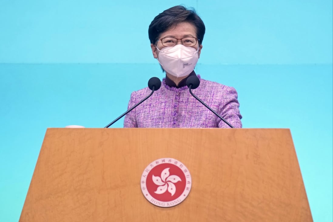 Hong Kong Chief Executive Carrie Lam said she informed Beijing of her intention not to seek a second term back in March last year, citing family reasons. Photo: AP