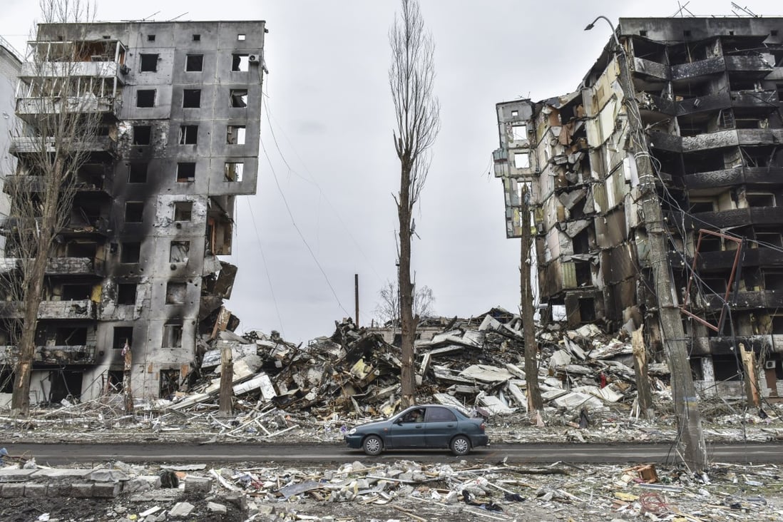 A destroyed block of flats in the city of Borodyanka near Kyiv, Ukraine, on April 5. Photo: EPA-EFE
