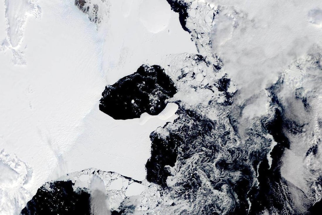 A Nasa satellite image from February shows the Conger ice shelf and associated fast ice pre-collapse. Scientists are concerned because an ice shelf the size of New York City collapsed in east Antarctica, an area that had long been thought to be stable. It was the first time scientists have seen an ice shelf collapse in this cold area of Antarctica. Photo: AP