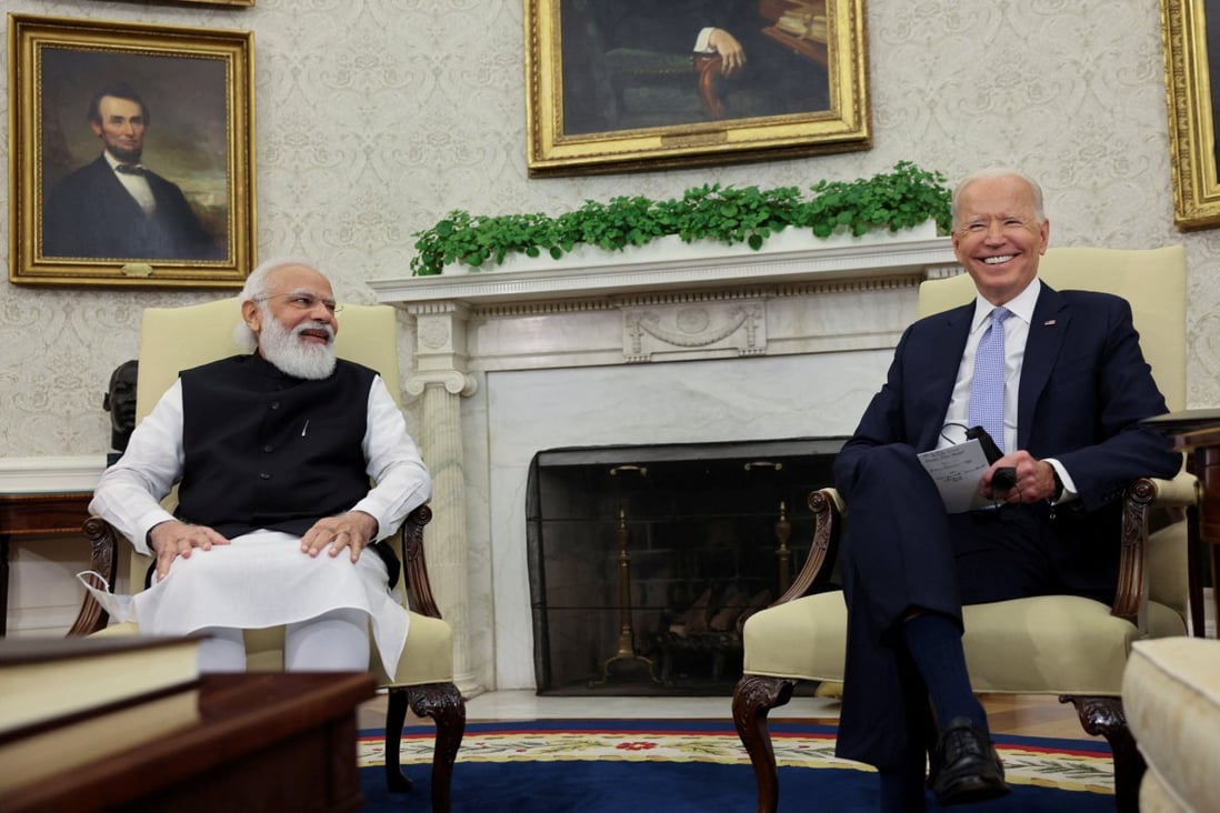 US President Joe Biden and India’s Prime Minister Narendra Modi at the White House in Washington, US in 2021. Biden and Modi will hold virtual talks on April 11. Photo: Reuters