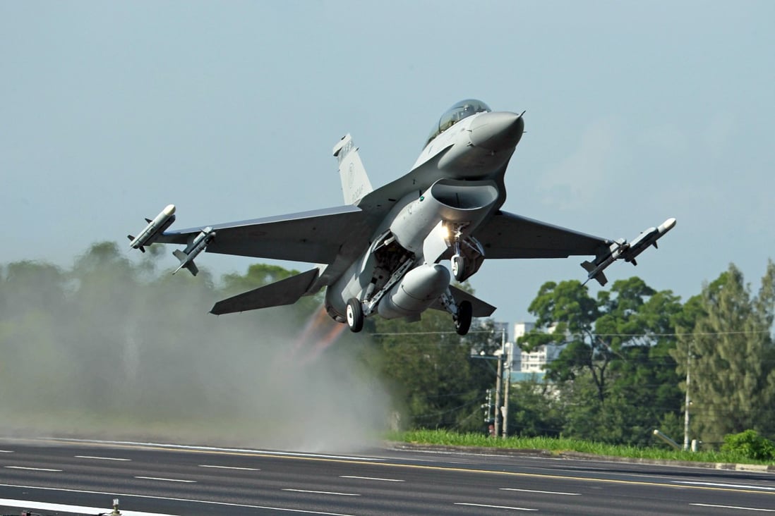 Warplanes involved in the drill over Taipei included US-made F-16 fighter jets, according to military officials. Photo: AP
