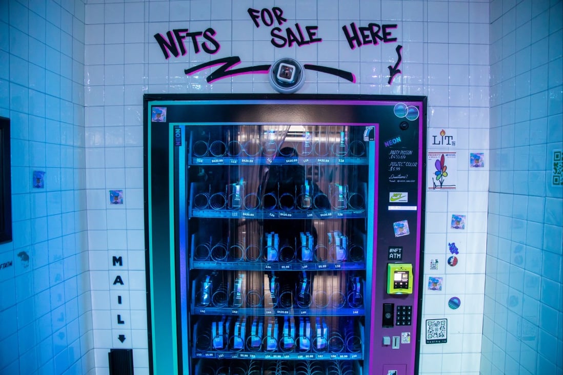 The world’s first NFT vending machine, installed in New York by NFT marketplace Neon, is seen on March 15. Photo: Bloomberg